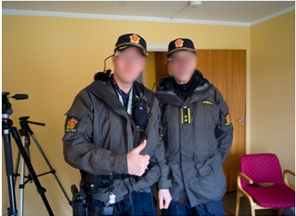 A patrol of two police officers wearing subcams